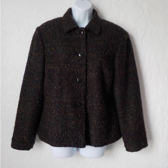 Sag Harbor Purple Tweed Blazer Jacket Button Up Women size 12 Petite Preppy VTG - Picture 1 of 7